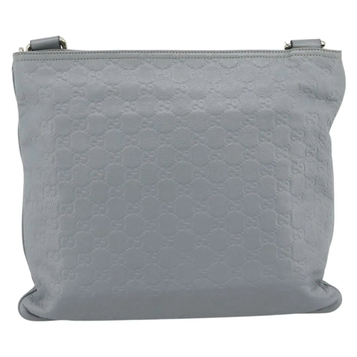 Gucci Zip Top Messenger Guccissima Leather Gray Canvas Shoulder Bag Bag (Pre-Owned)