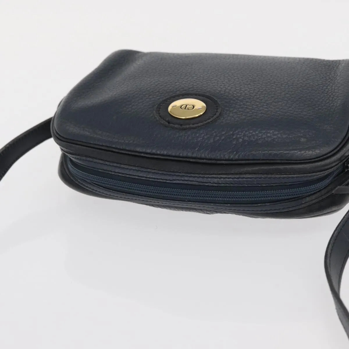 Christian Dior Vintage Cd Logo Leather Navy Leather Shoulder Bag Bag (Pre-Owned)