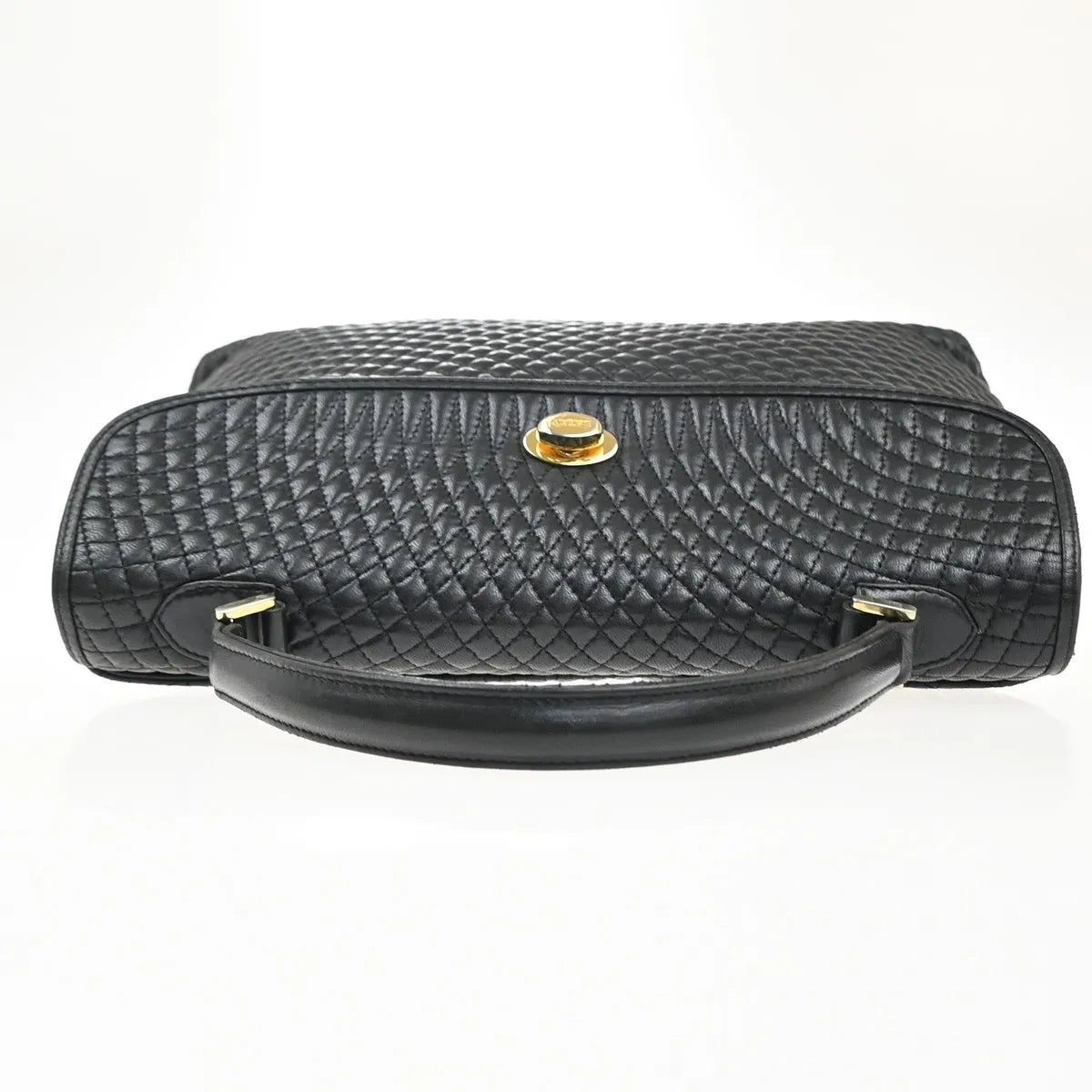 Bally Vintage Quilted Leather Black Leather Handbag (Pre-Owned)