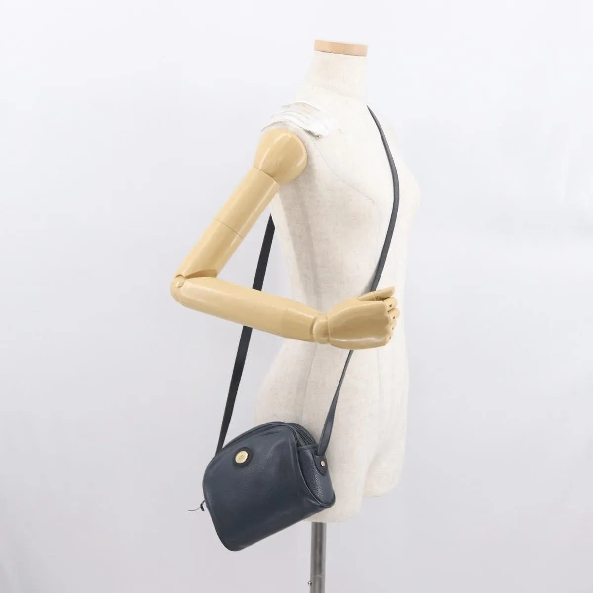 Christian Dior Vintage Cd Logo Leather Navy Leather Shoulder Bag Bag (Pre-Owned)