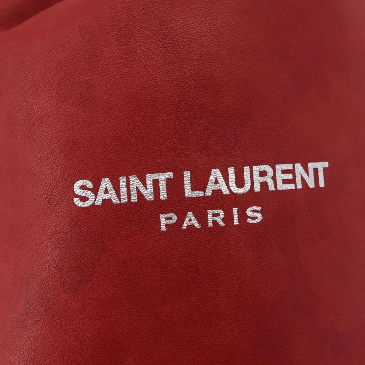 Saint Laurent Teddy Bucket Leather Red Leather Shoulder Bag Bag (Pre-Owned)