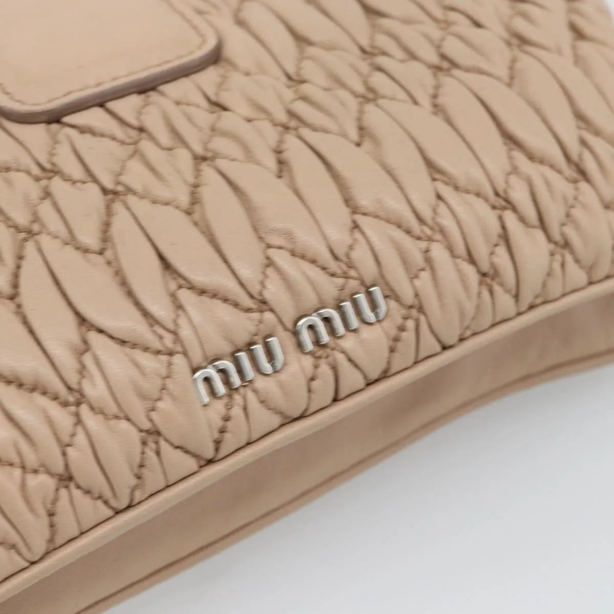 Miu Miu Crystal Convertible Chain Matelasse Leather Pink Leather Shoulder Bag Bag (Pre-Owned)