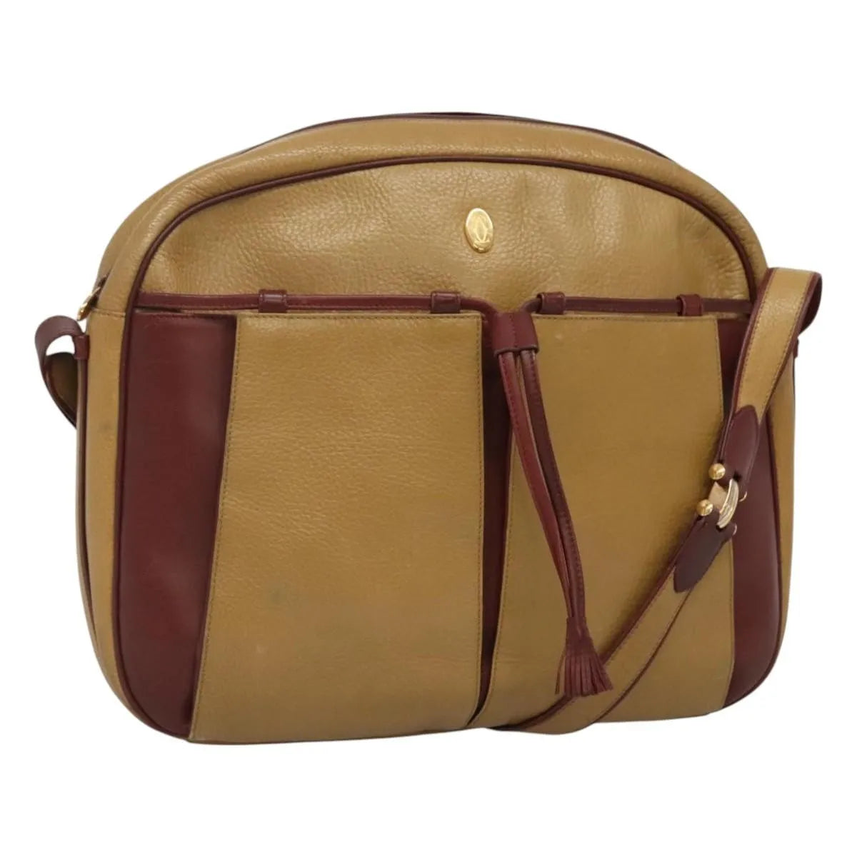 Cartier Tasseled Must De Cartier Leather Beige Leather Shoulder Bag Bag (Pre-Owned)