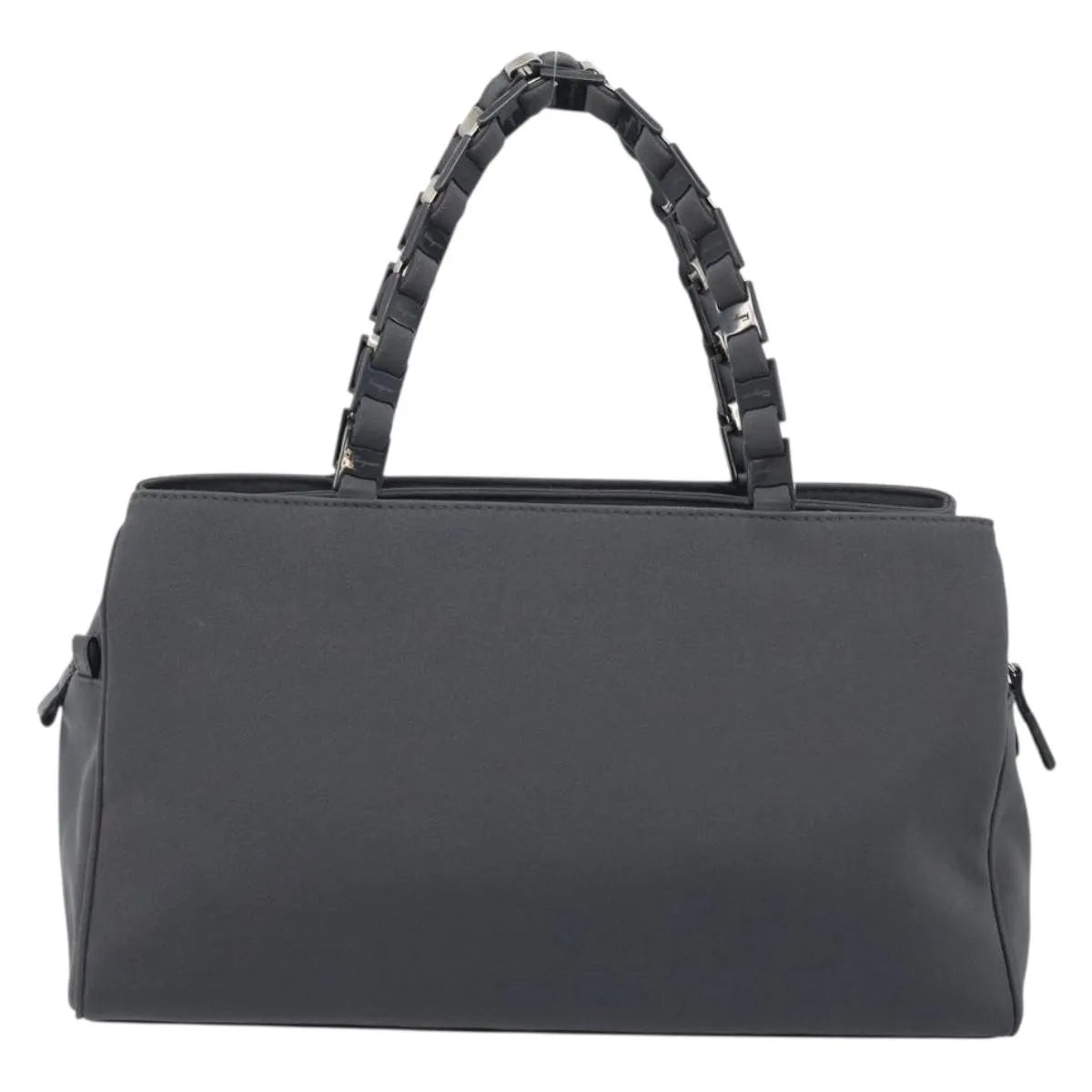 Salvatore Ferragamo Vala Canvas Gray Canvas Handbag (Pre-Owned)