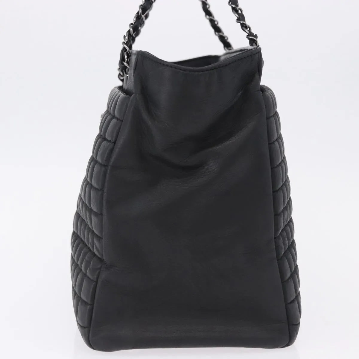 Chanel Cc Lock Bubble Tote Quilted Iridescent Calfskin Black Leather Tote Bag Bag (Pre-Owned)