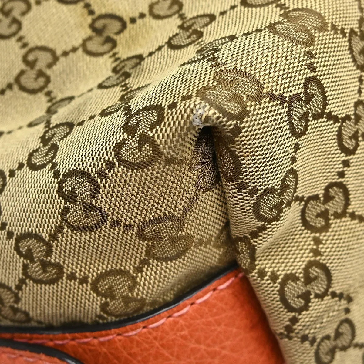 Gucci Bamboo Boston Horsebit Canvas With Leather Beige Canvas Handbag (Pre-Owned)