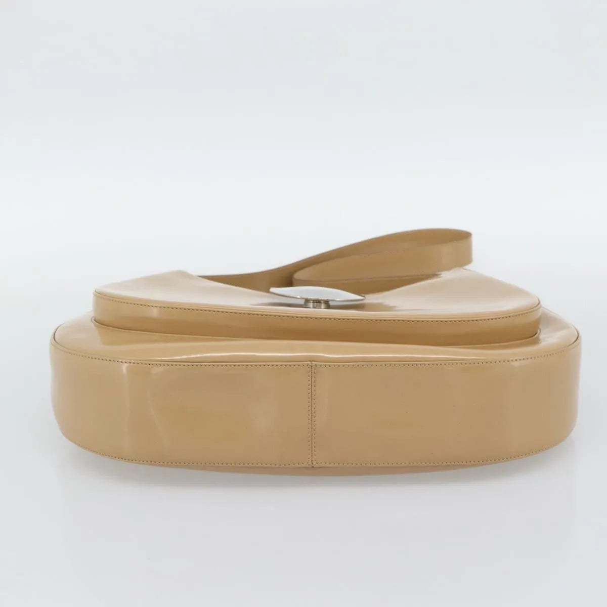 Salvatore Ferragamo Gancini Patent Leather Beige Patent_Leather Shoulder Bag Bag (Pre-Owned)