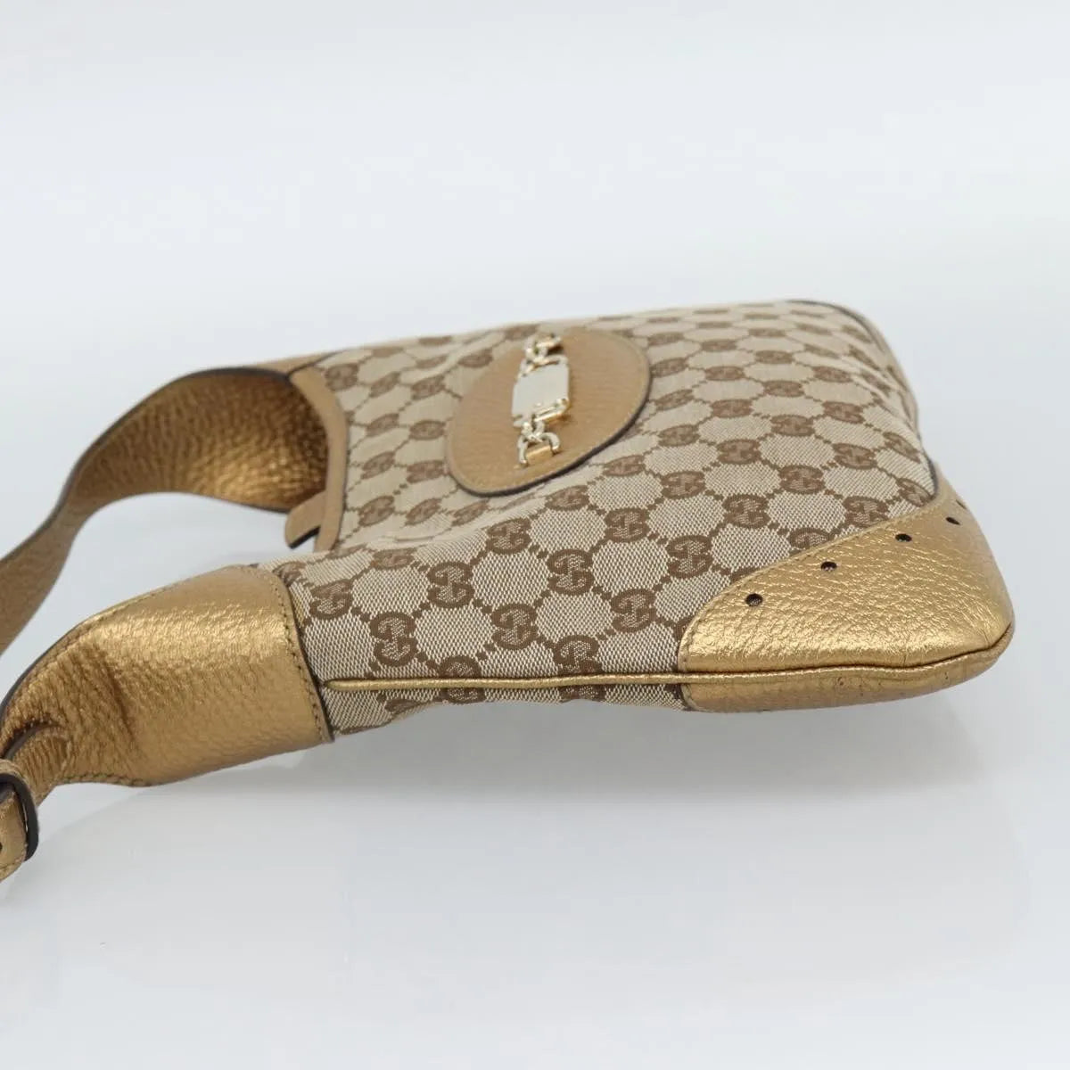 Gucci Vintage Jackie O Chain Hobo Gg Canvas And Leather Beige Canvas Handbag (Pre-Owned)