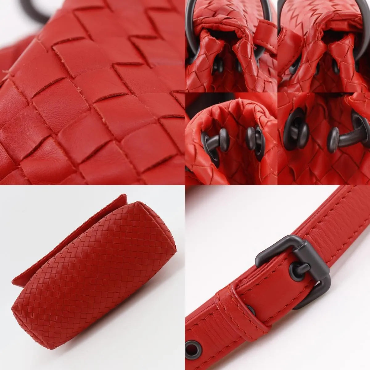 Bottega Veneta Intrecciato Shoulder Leather Red Calfskin Shoulder Bag Bag (Pre-Owned)