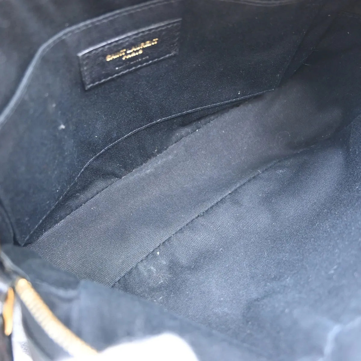 Saint Laurent Lou Camera Raffia Black Leather Handbag (Pre-Owned)
