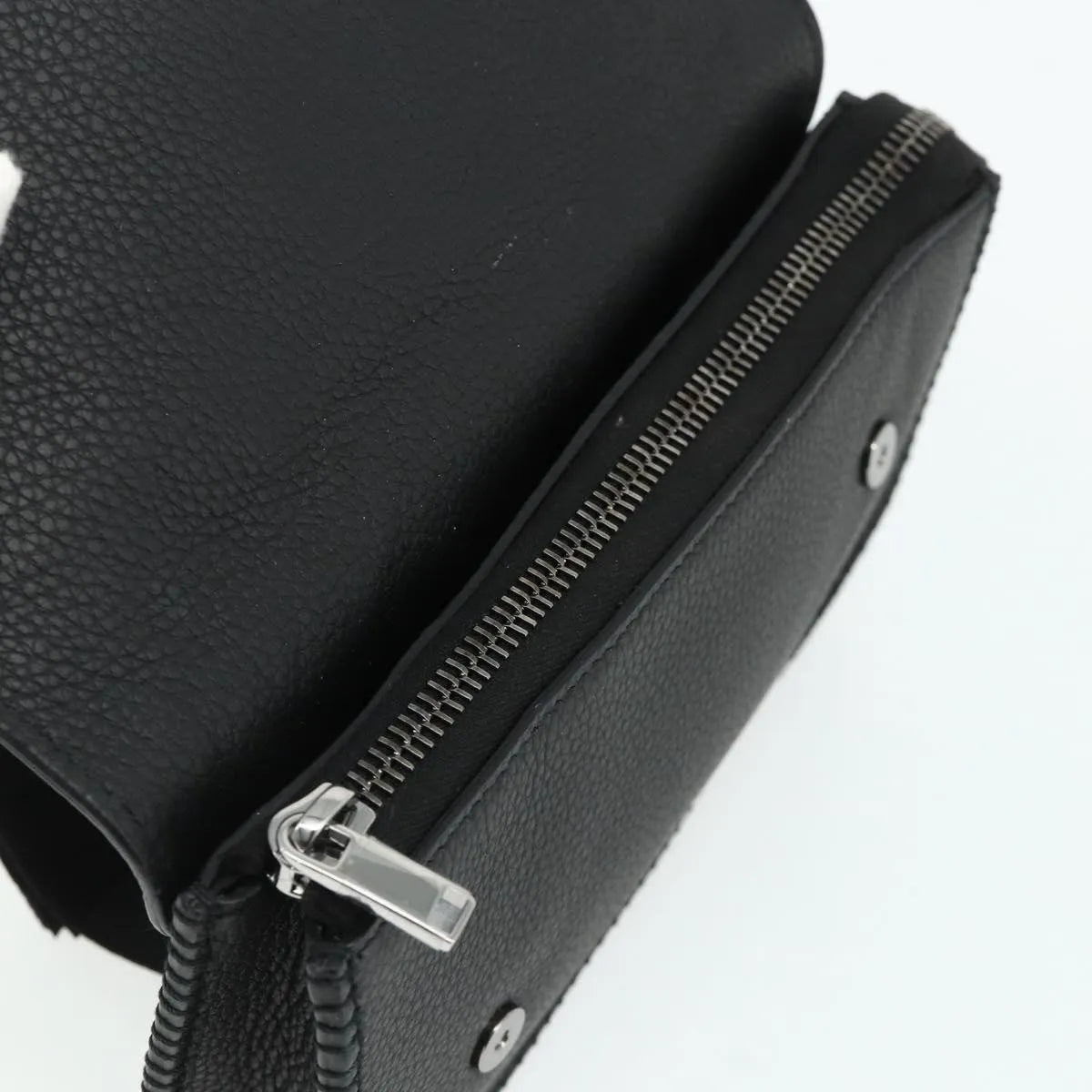 Christian Dior Saddle Pouch Belt Leather Black Leather Clutche & Pouche Bag (Pre-Owned)