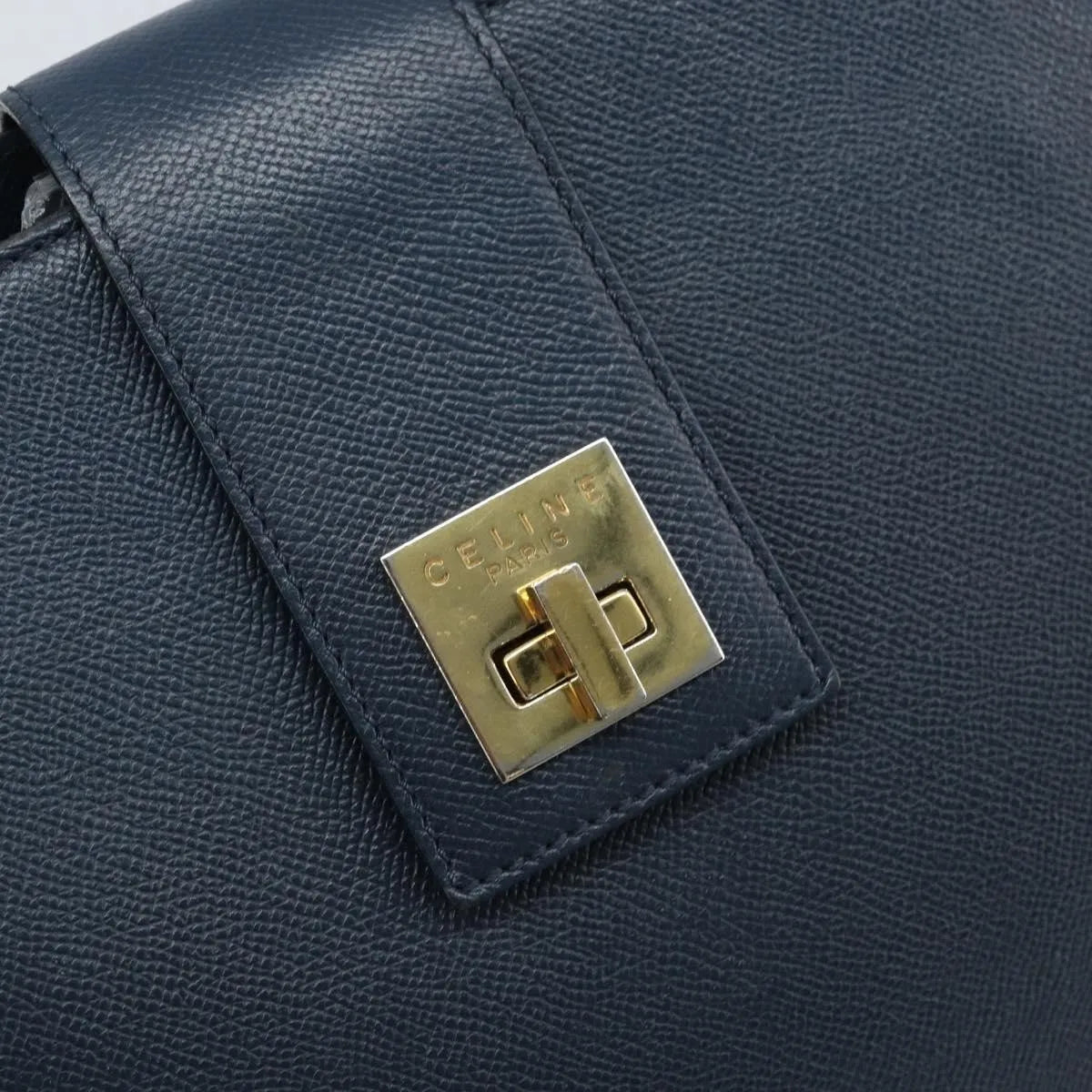 Celine Vintage Leather Navy Leather Shoulder Bag Bag (Pre-Owned)