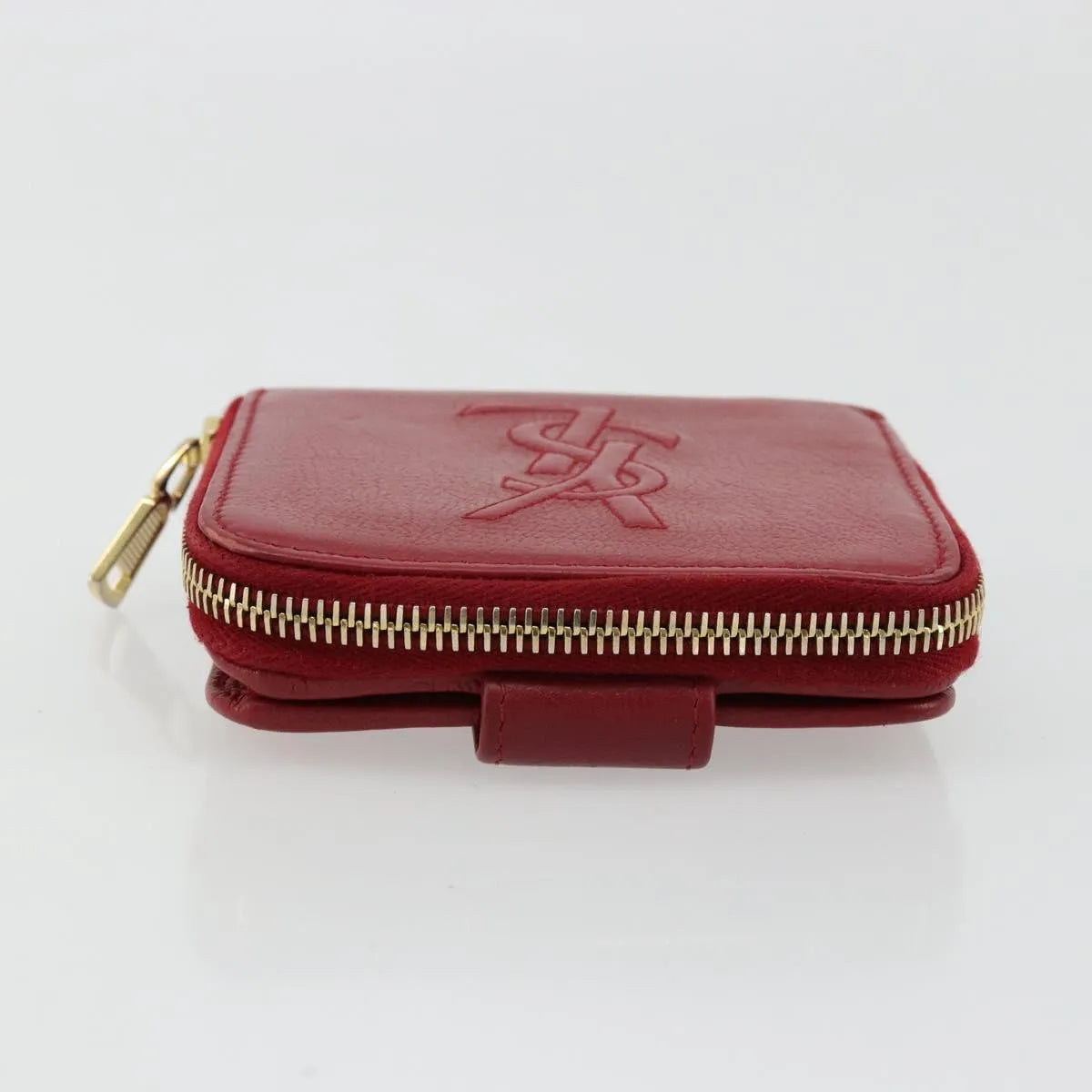 Saint Laurent Zipped Bifold Leather Red Leather Wallets Accessory (Pre-Owned)