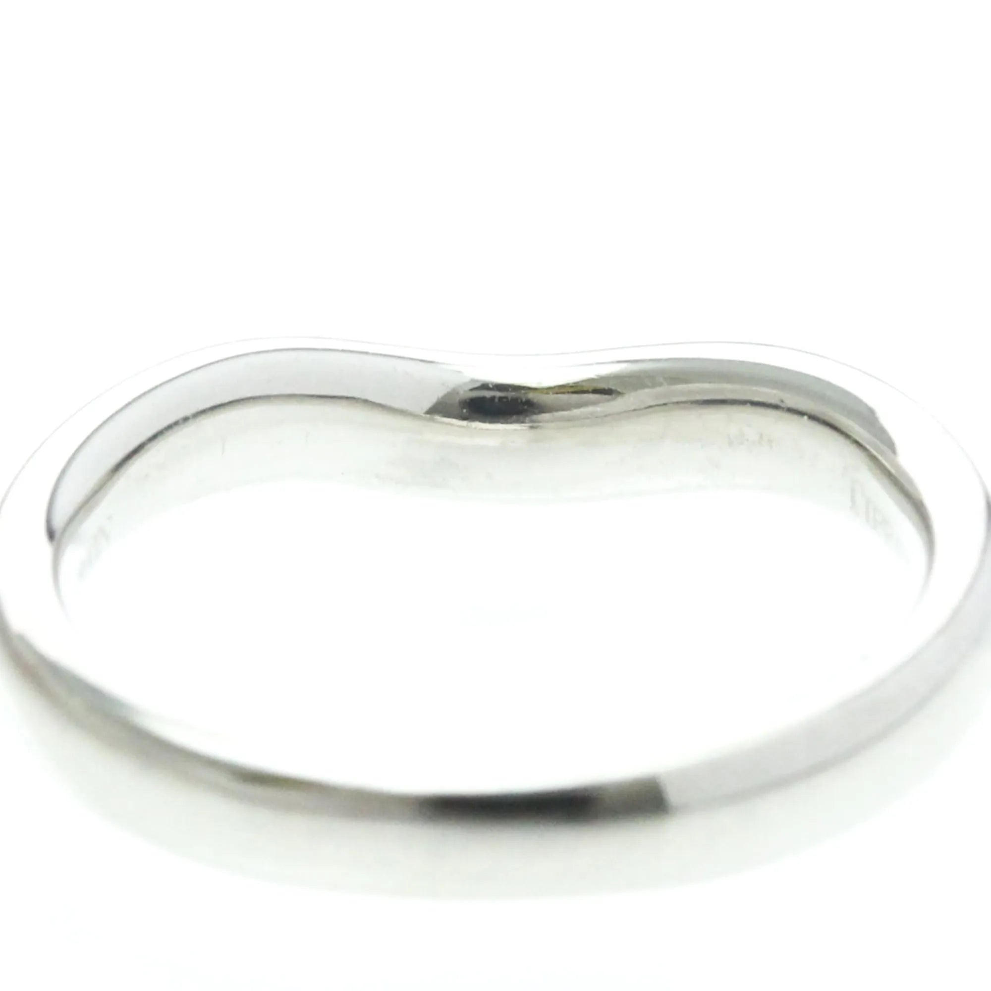 Tiffany & Co. Elsa Peretti Curved Wedding Band Platinum With Diamonds Silver Platinum Ring Jewelry (Pre-Owned)