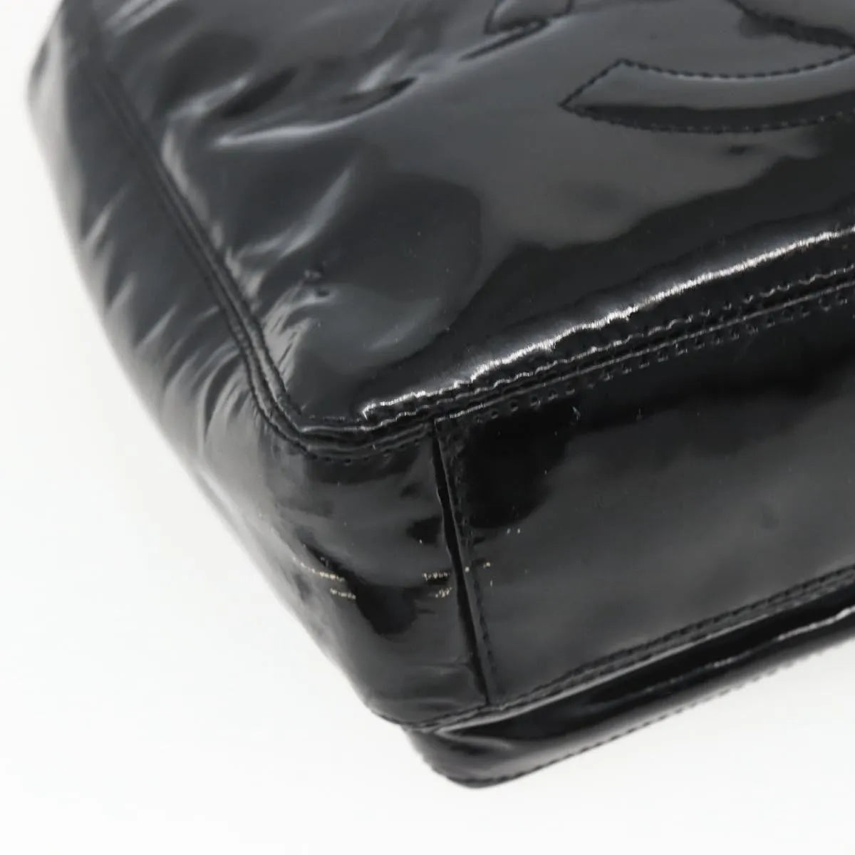 Chanel Vintage Flap Patent Leather Black Patent_Leather Shoulder Bag Bag (Pre-Owned)