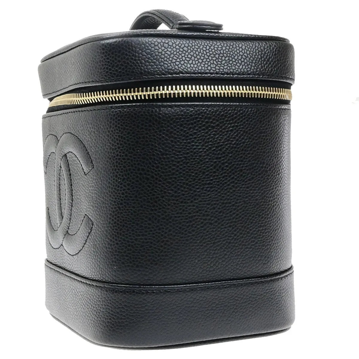 Chanel Vintage Timeless Cosmetic Case Caviar Black Calfskin Handbag (Pre-Owned)