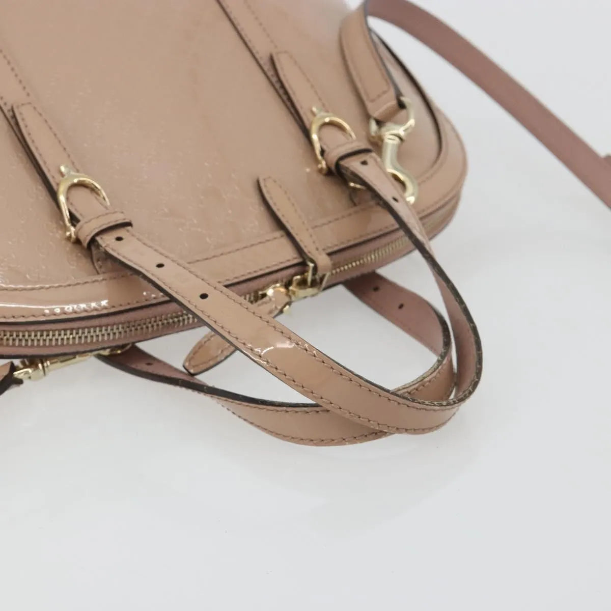 Gucci Nice Top Handle Microguccissima Patent Beige Patent_Leather Handbag (Pre-Owned)