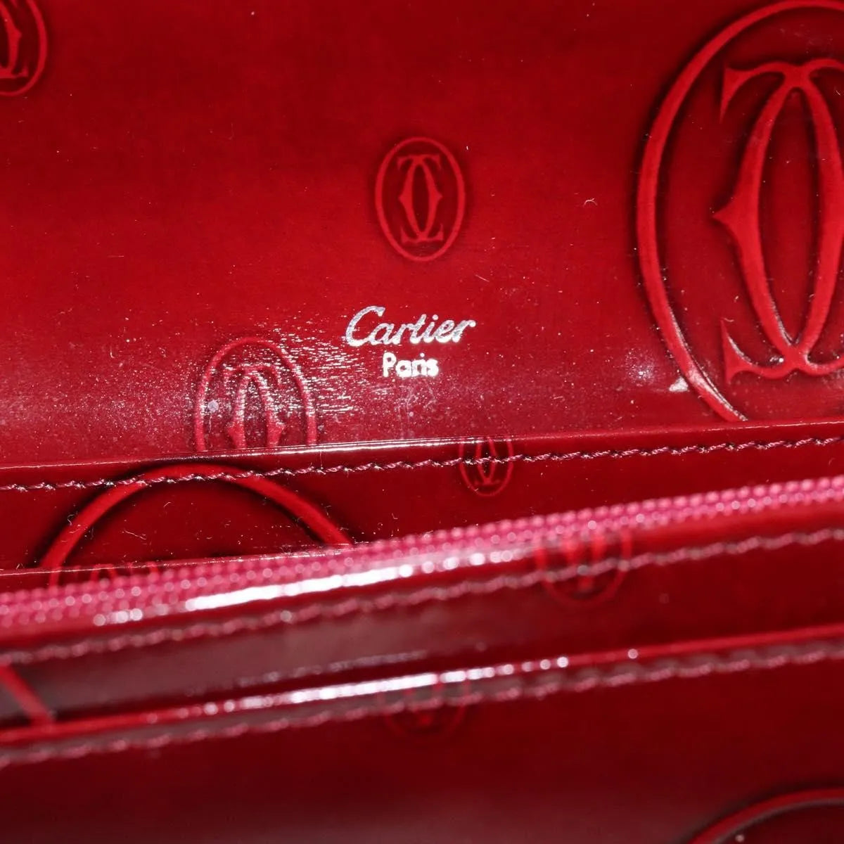 Cartier Happy Birthday Long Patent Leather Burgundy Patent_Leather Wallets Accessory (Pre-Owned)