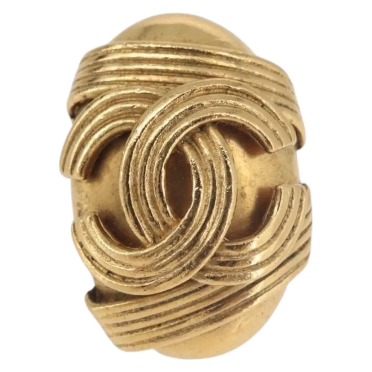 Chanel Cc Clip On Metal Gold Metal Earrings Jewelry (Pre-Owned)