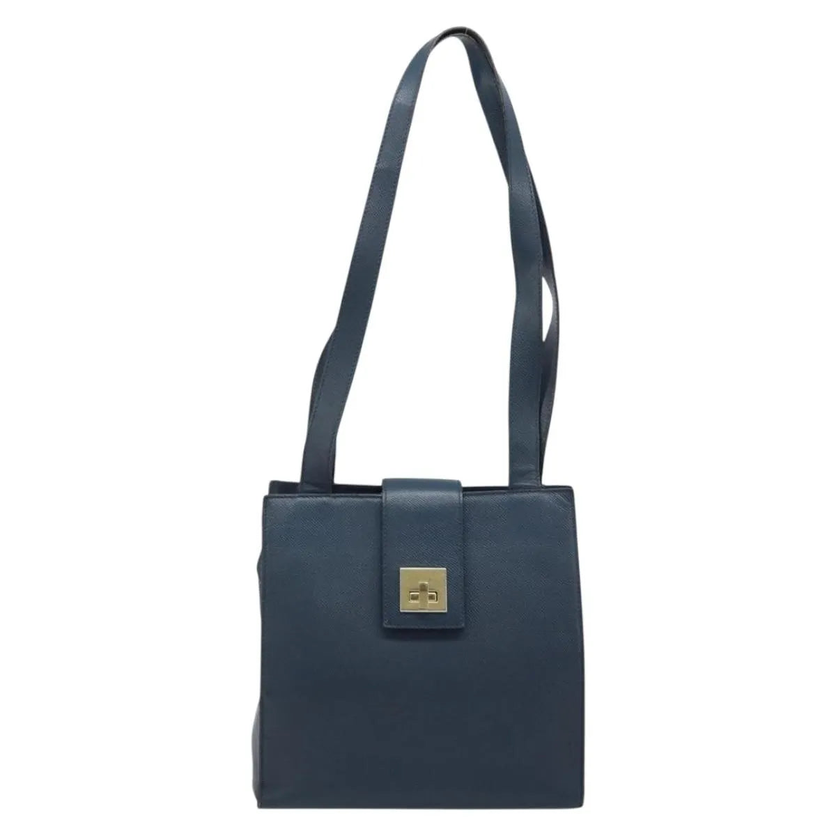 Celine Vintage Leather Navy Leather Shoulder Bag Bag (Pre-Owned)