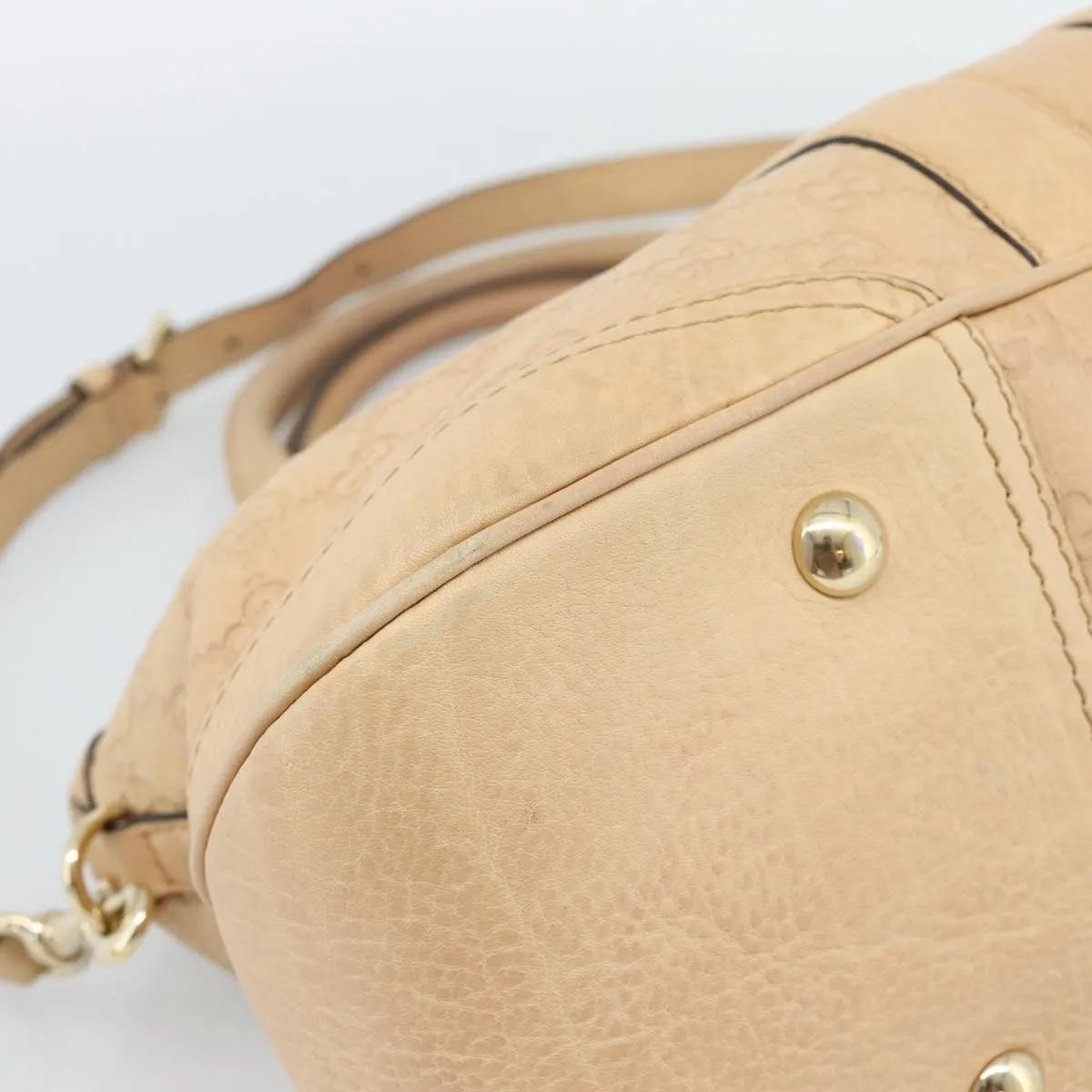 Gucci New Pelham Tote Guccissima Leather Beige Leather Handbag (Pre-Owned)