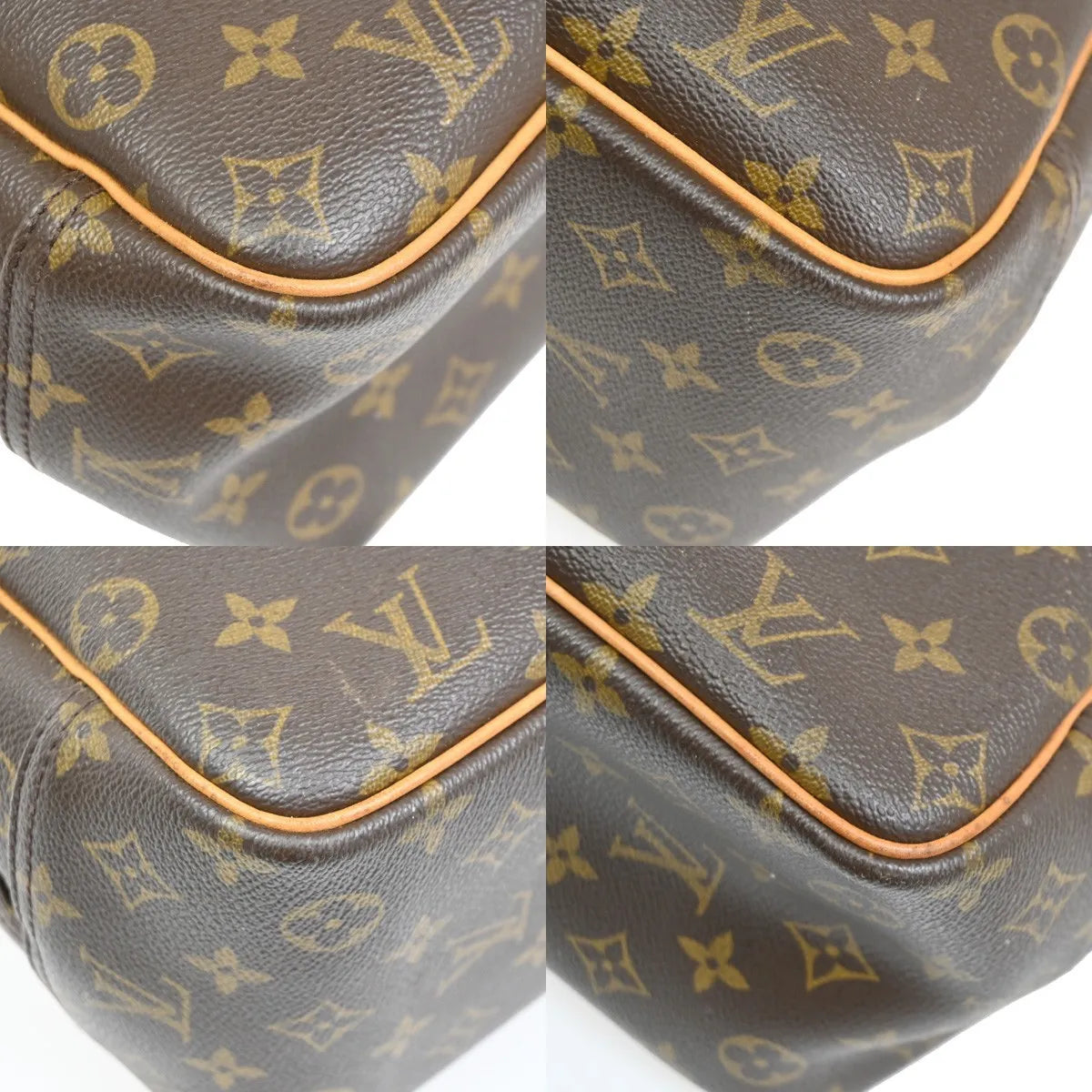 Louis Vuitton Deauville Monogram Canvas Brown Leather Handbag (Pre-Owned)