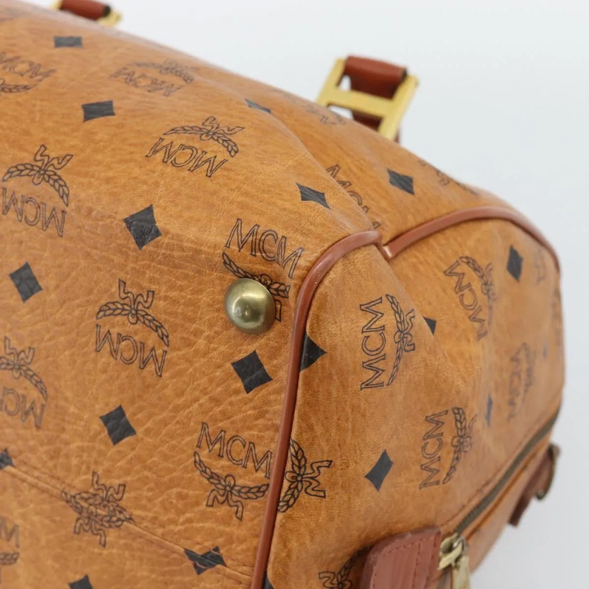 MCM Visetos Logogramme Leather Brown Leather Handbag (Pre-Owned)