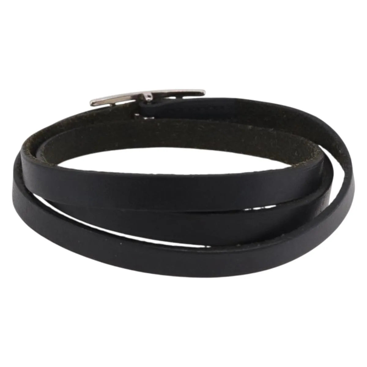 Hermes Hapi 3 Leather With Metal Black Leather Bracelet Jewelry (Pre-Owned)