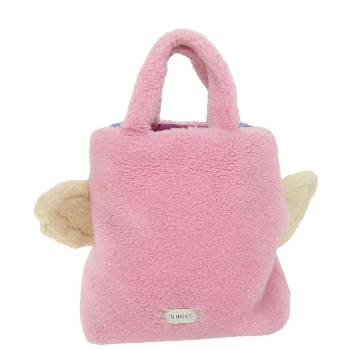 Gucci Children's Flying Bear Tote Wool Pink Wool Handbag (Pre-Owned)