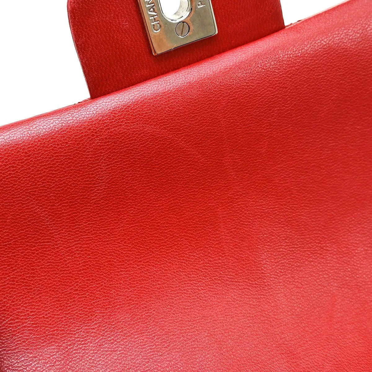 Chanel Vintage Classic Single Flap Quilted Lambskin Red Leather Shoulder Bag Bag (Pre-Owned)