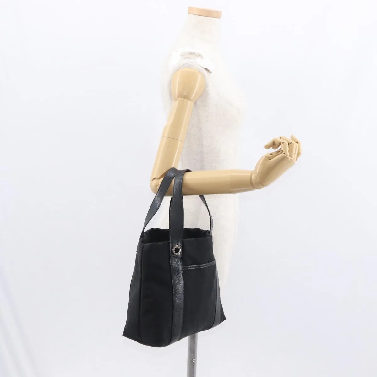 Bvlgari Logomania Canvas Black Canvas Tote Bag Bag (Pre-Owned)