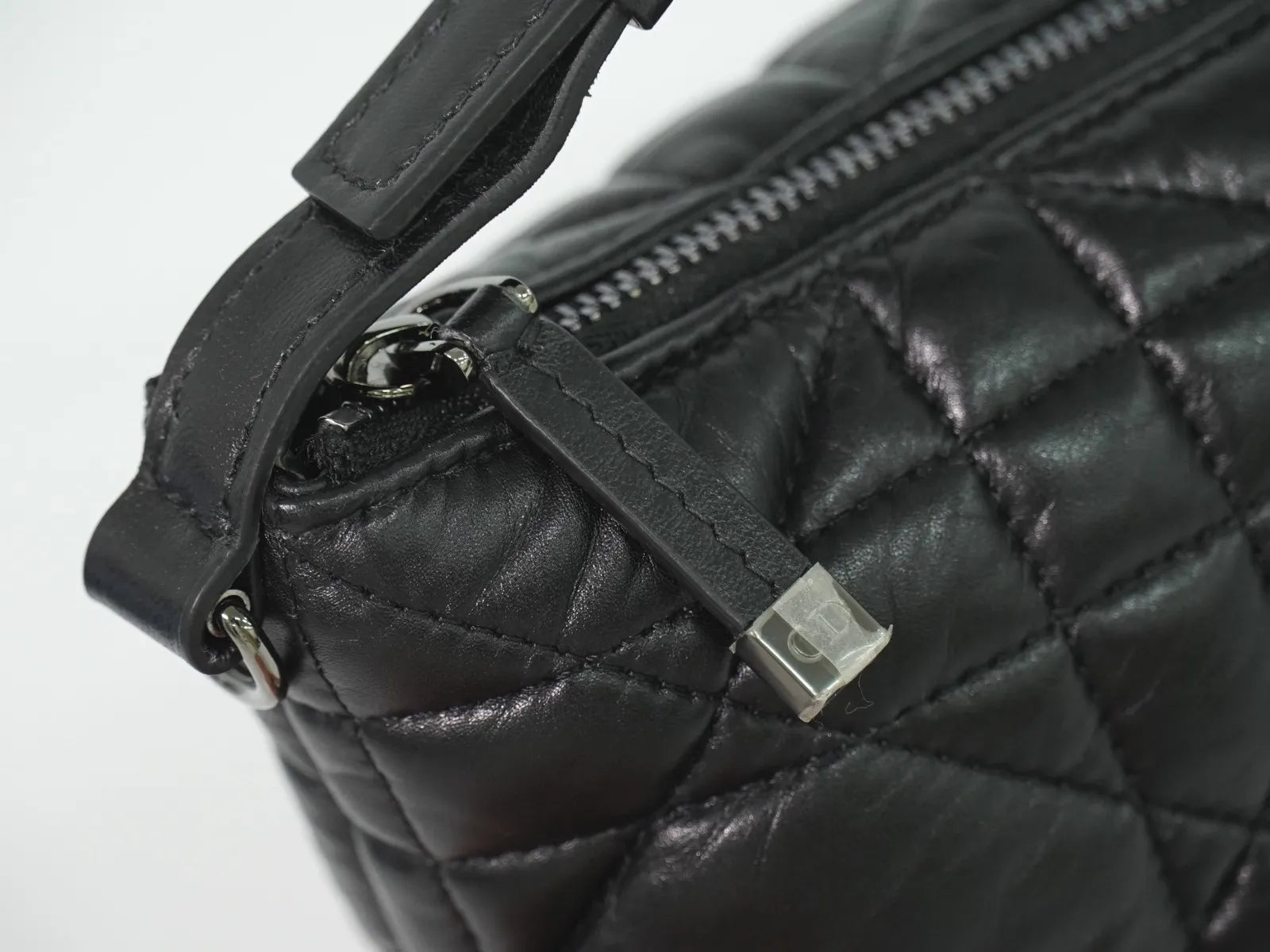 Christian Dior Diortravel Nomad Macrocannage Quilt Calfskin Black Leather Clutche & Pouche Bag (Pre-Owned)