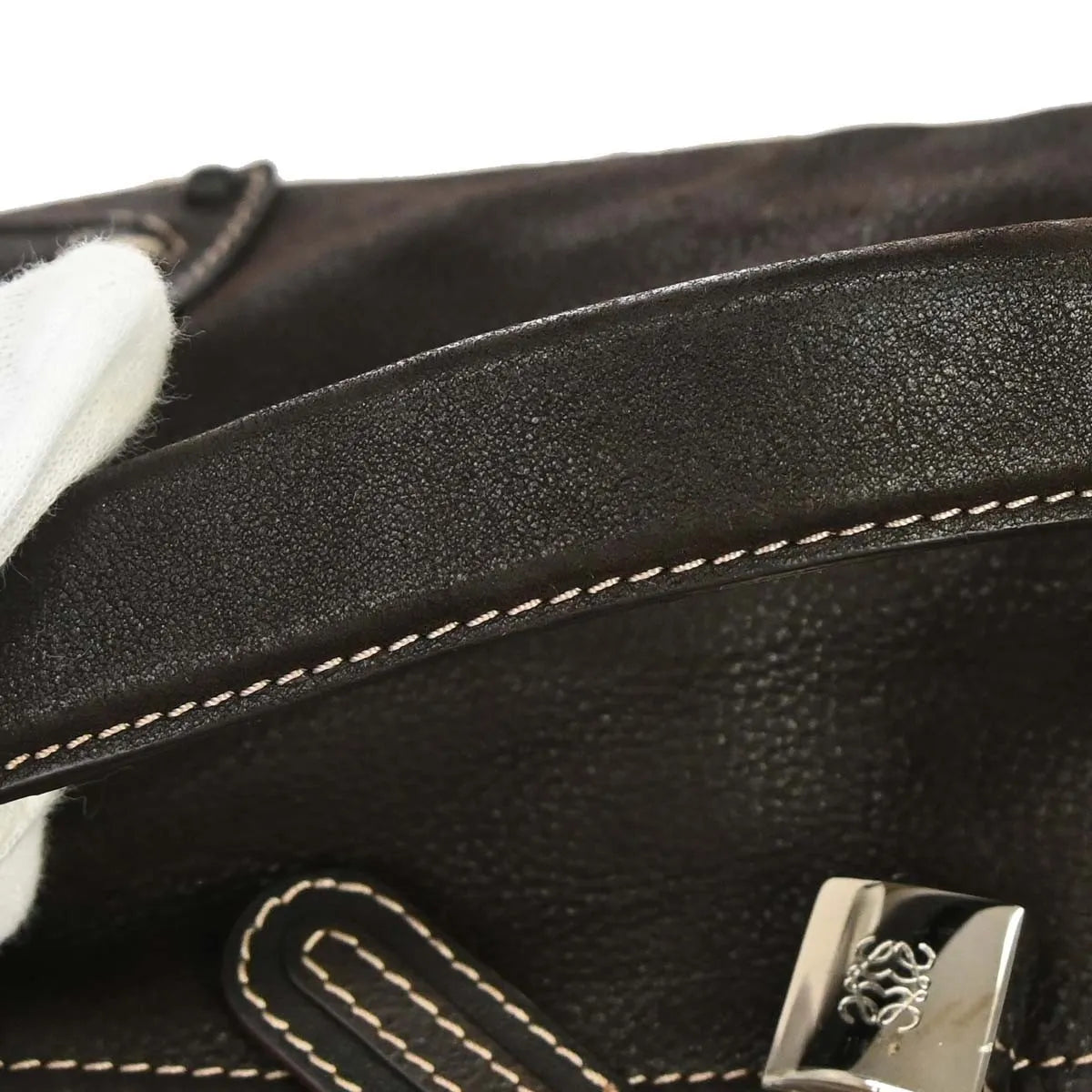 Loewe Anagram Bag Leather Brown Leather Handbag (Pre-Owned)