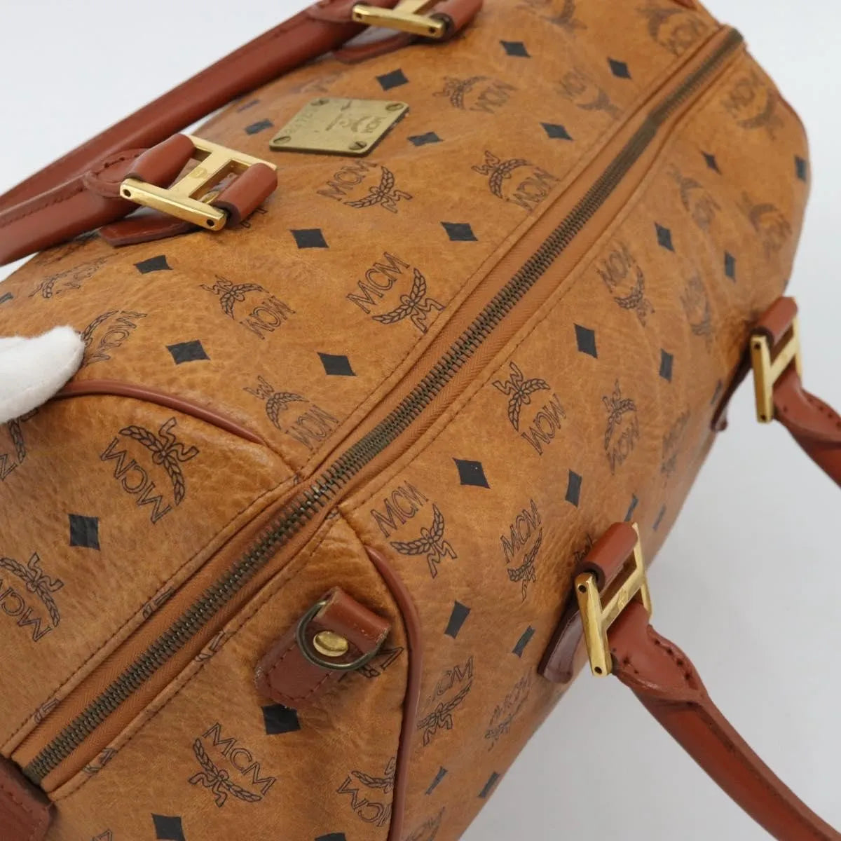 MCM Visetos Logogramme Leather Brown Leather Handbag (Pre-Owned)