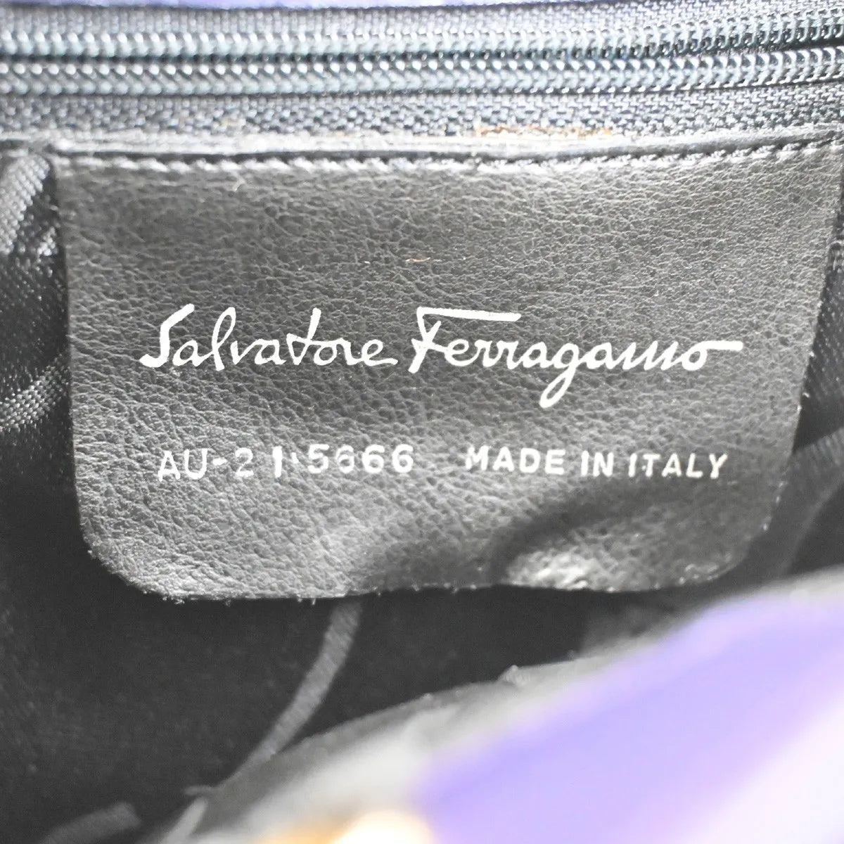 Salvatore Ferragamo Vara Chain Canvas Purple Canvas Backpack Bag (Pre-Owned)