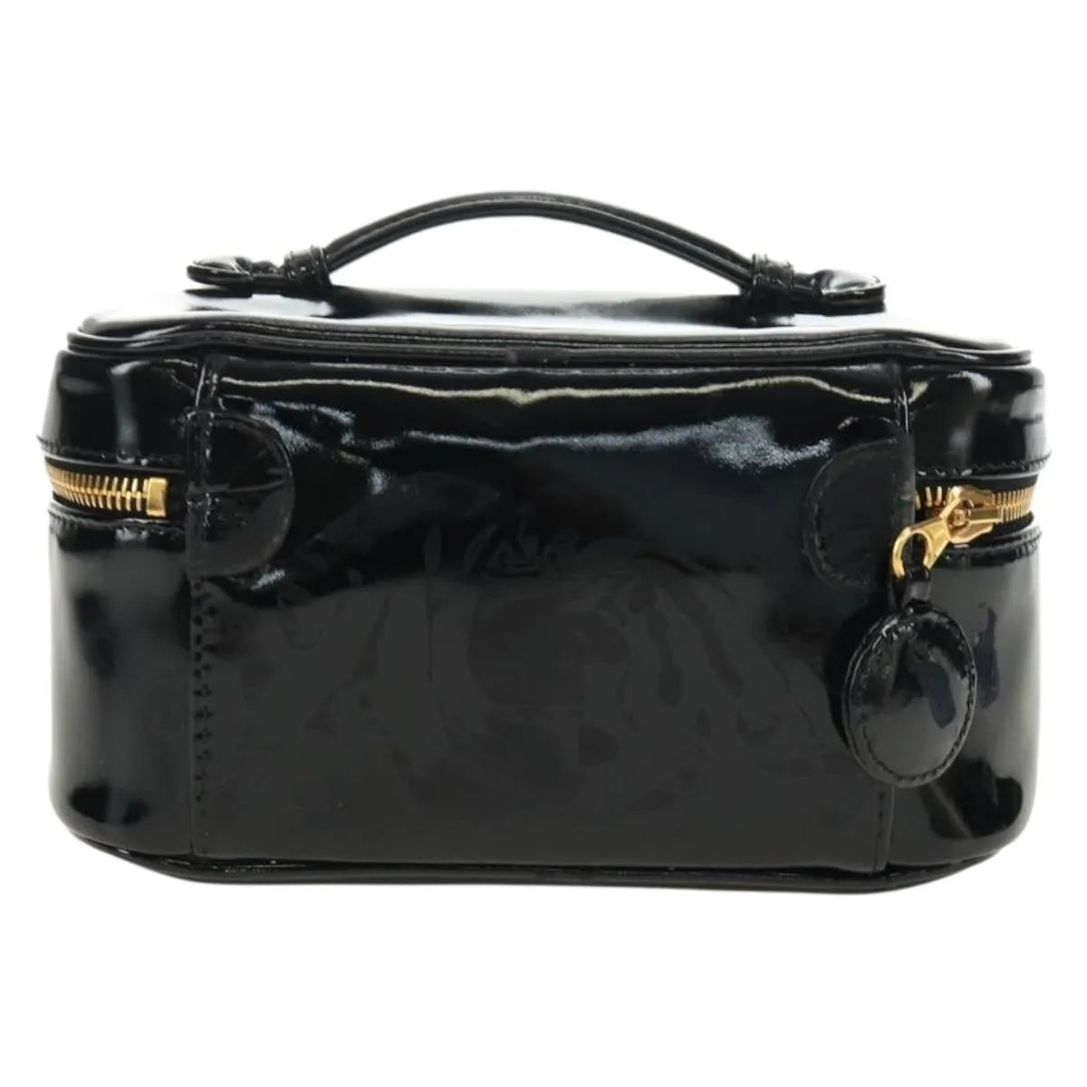 Chanel Vintage Timeless Cosmetic Case Patent Black Patent_Leather Handbag (Pre-Owned)