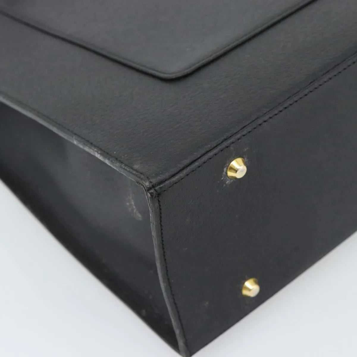 Saint Laurent Vintage Leather Black Leather Tote Bag Bag (Pre-Owned)