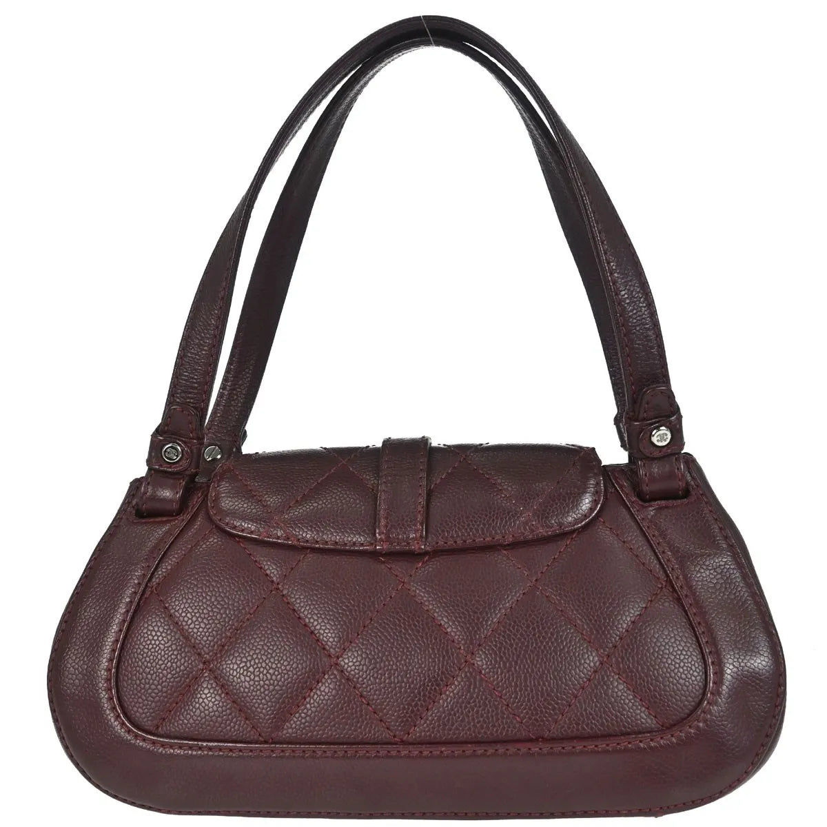 Chanel Mademoiselle Lock Shoulder Bag Quilted Caviar Burgundy Leather Shoulder Bag Bag (Pre-Owned)
