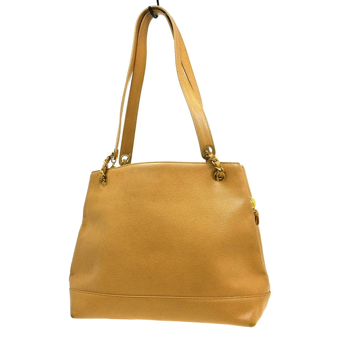 Chanel Vintage Timeless Chain Caviar Beige Leather Shoulder Bag Bag (Pre-Owned)