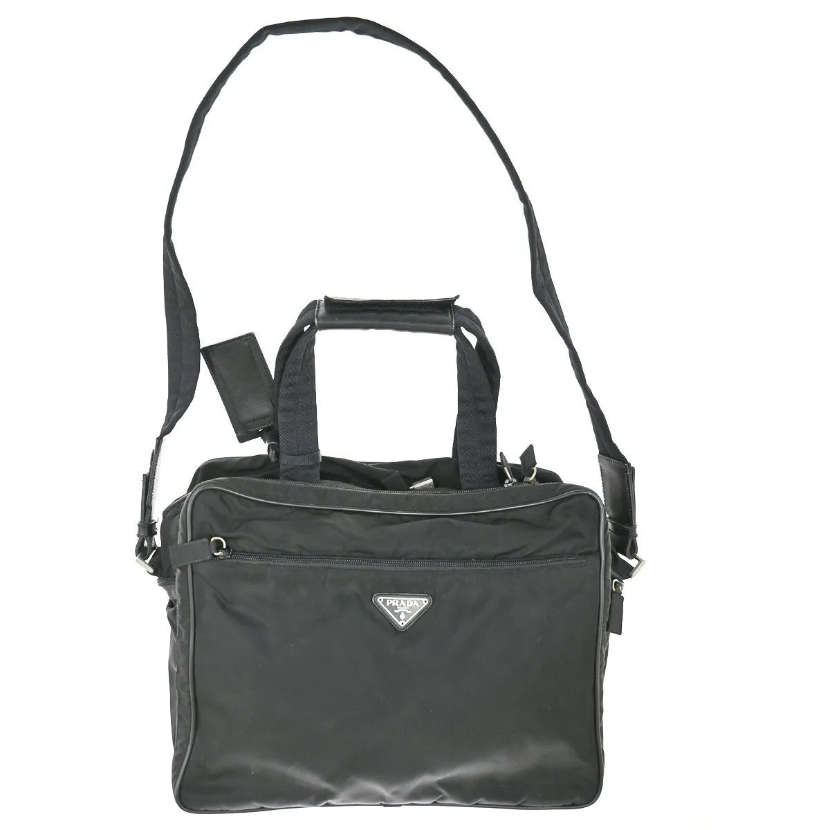 Prada Expandable Front Zip Boston Tessuto Black Nylon Travel Bag Bag (Pre-Owned)