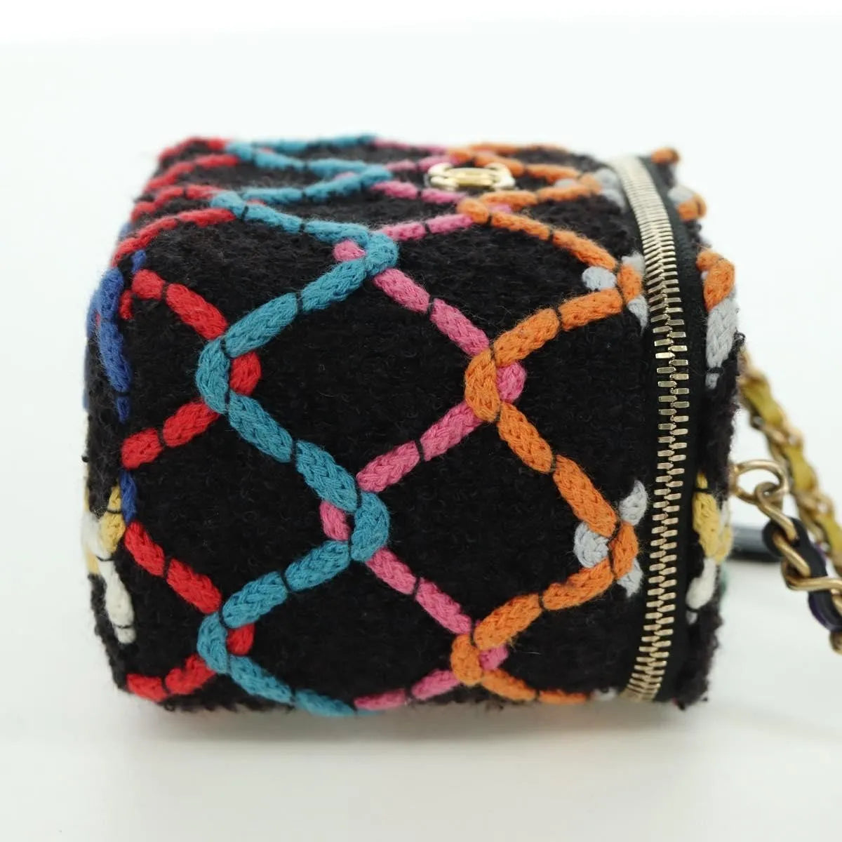 Chanel Pearl Crush Vanity Case With Chain Quilted Multicolor Tweed Multicolour Tweed Shoulder Bag Bag (Pre-Owned)