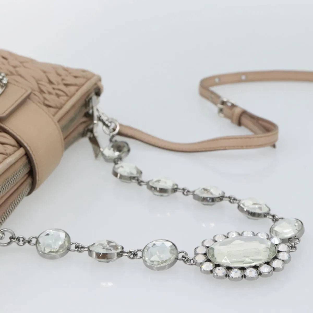 Miu Miu Crystal Convertible Chain Matelasse Leather Pink Leather Shoulder Bag Bag (Pre-Owned)
