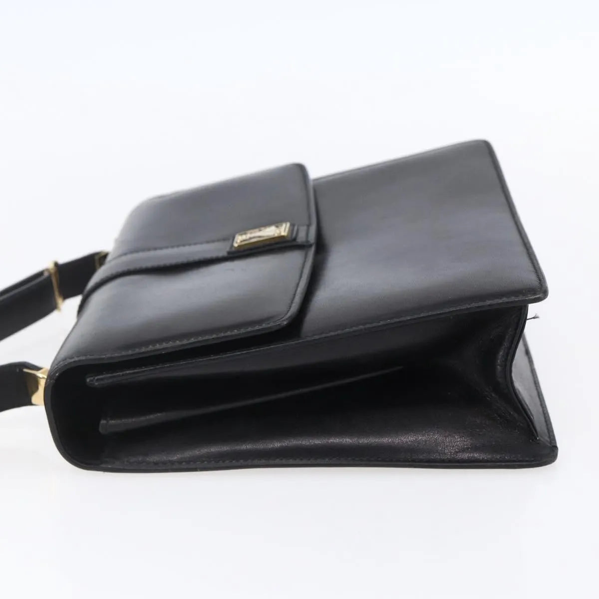 Burberry Nova Check Shoulder Bag Leather Black Leather Shoulder Bag Bag (Pre-Owned)
