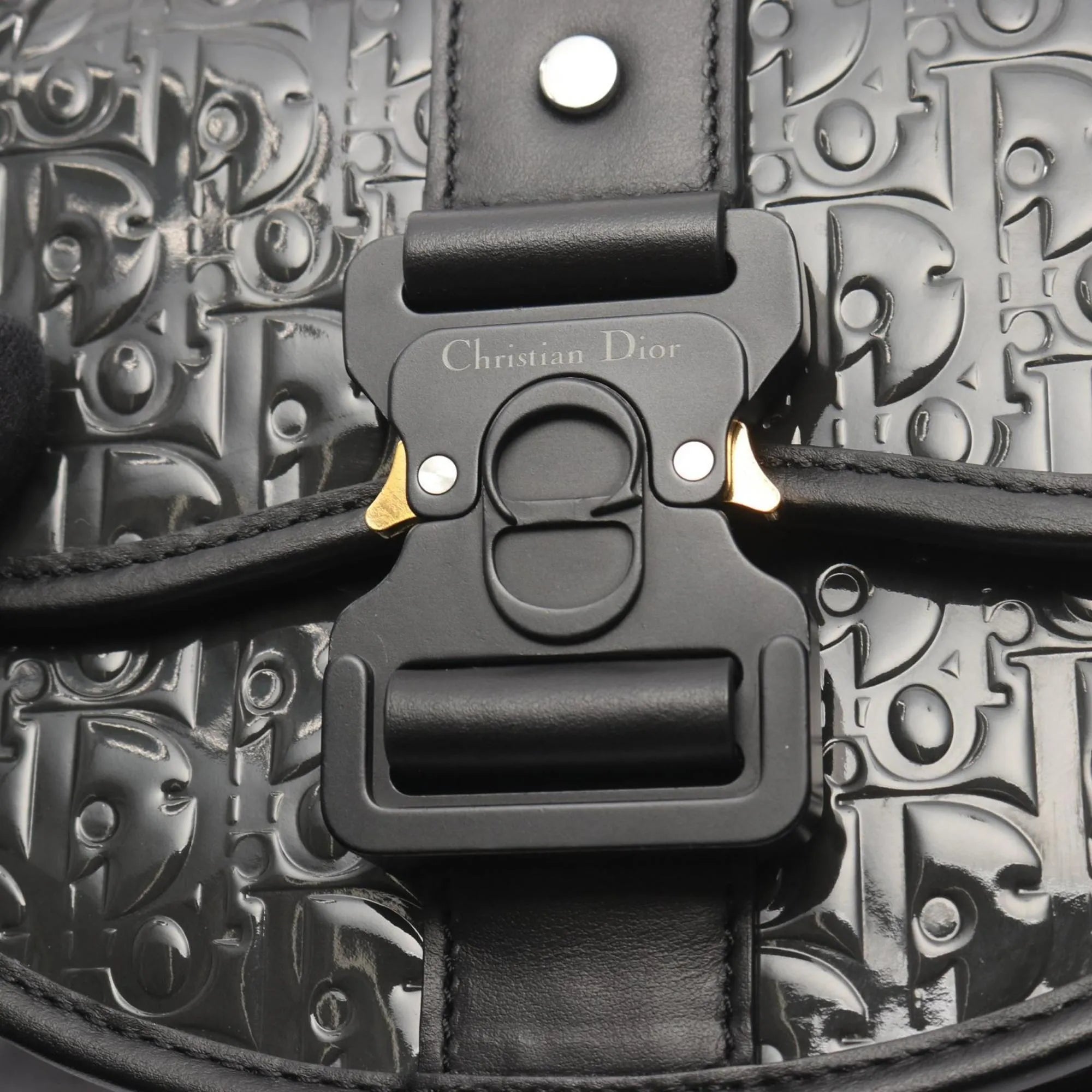 Christian Dior Gallop Flap Messenger Bag Leather Black Patent_Leather Crossbody Bag Bag (Pre-Owned)