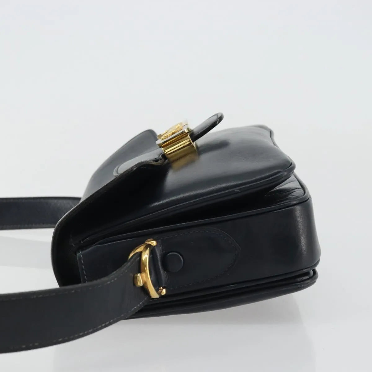 Celine Horse Carriage Leather Black Leather Shoulder Bag Bag (Pre-Owned)