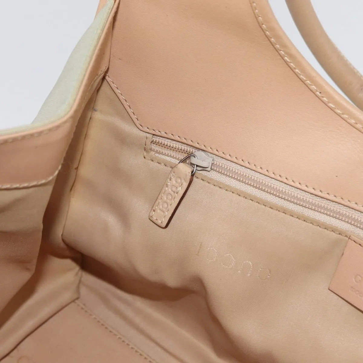 Gucci Jackie Tote Gg Canvas Beige Canvas Handbag (Pre-Owned)