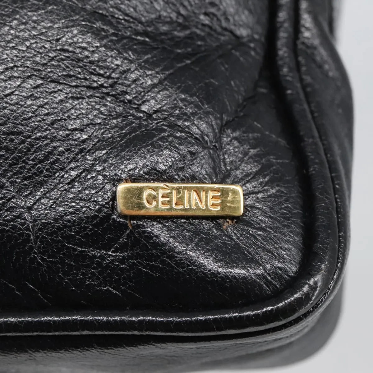 Celine Vintage Leather Black Leather Shoulder Bag Bag (Pre-Owned)