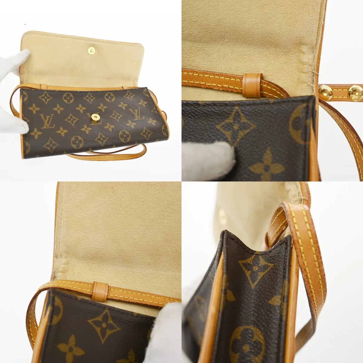 Louis Vuitton Twin Monogram Brown Leather Clutche & Pouche Bag (Pre-Owned)