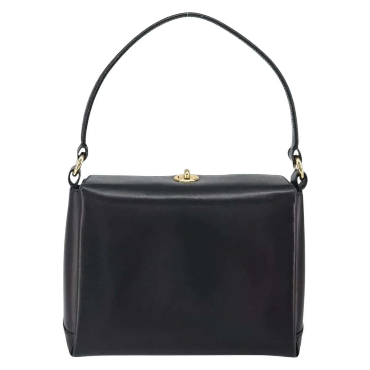 Gucci Vintage Convertible Box Leather Black Leather Handbag (Pre-Owned)