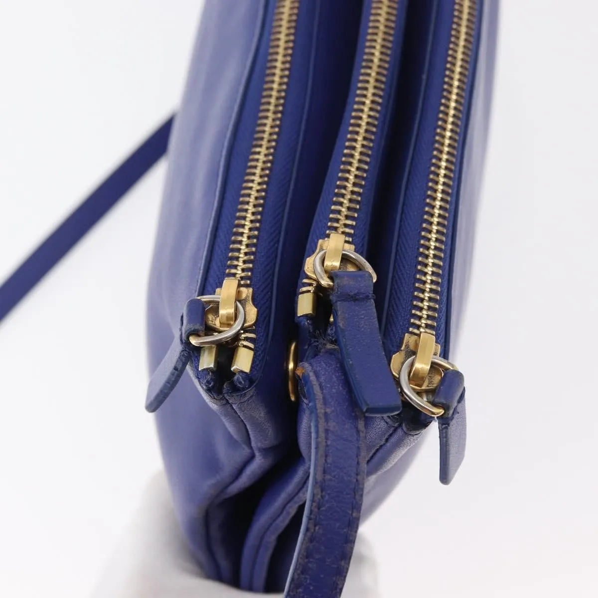 Celine Trio Leather Blue Leather Shoulder Bag Bag (Pre-Owned)
